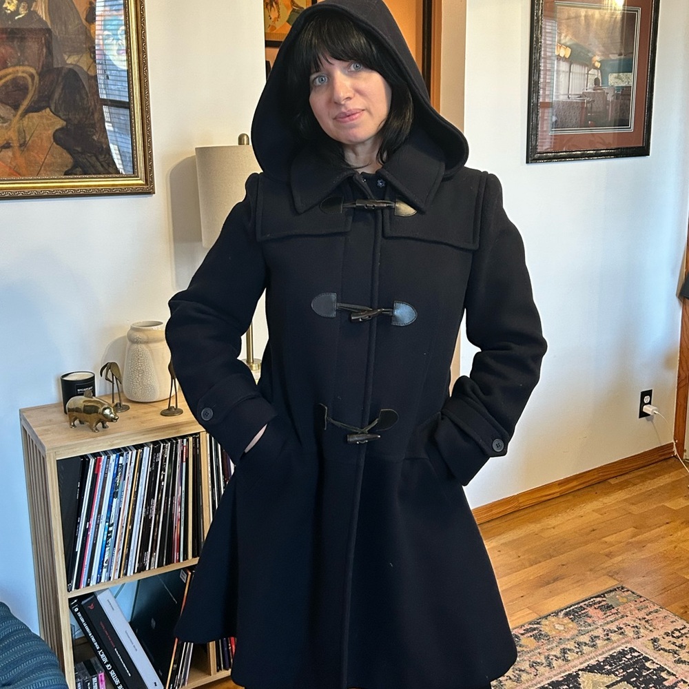 Philosophy Hooded Wool Navy Toggle Coat